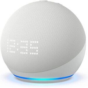 Glacier White Smart Speaker with Clock Display